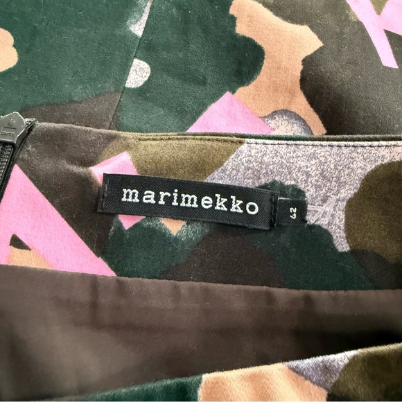 MARIMEKKO Taiga A-Line Midi Skirt in Pink and Green Geometric Pattern Sz 42 - Picture 3 of 4